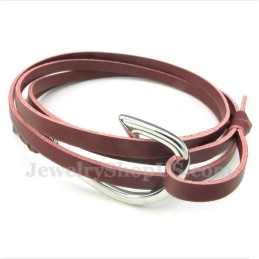 Pulsera De Titanio Con Ganchos De Cuero Para Hombre