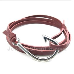 Pulsera De Titanio Con Ganchos De Cuero Para Hombre