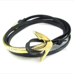 Pulsera De Ancla De Cuero Y Titanio Para Hombre