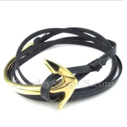 Pulsera De Ancla De Cuero Y Titanio Para Hombre
