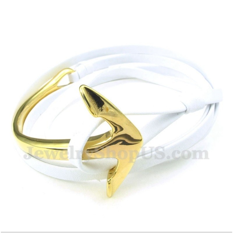 Pulsera De Ancla De Cuero Y Titanio Para Hombre Pulsera De Ancla De Cuero Y Titanio Para Hombre