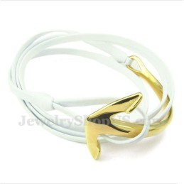 Pulsera De Ancla De Cuero Y Titanio Para Hombre