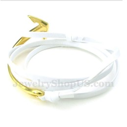 Pulsera De Ancla De Cuero Y Titanio Para Hombre
