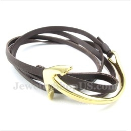 Pulsera De Ancla De Cuero Y Titanio Para Hombre