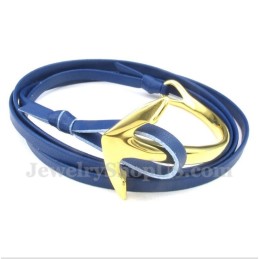 Pulsera De Ancla De Cuero Y Titanio Para Hombre