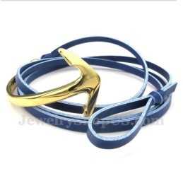 Pulsera De Ancla De Cuero Y Titanio Para Hombre