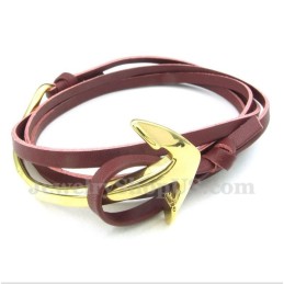 Pulsera De Ancla De Cuero Y Titanio Para Hombre