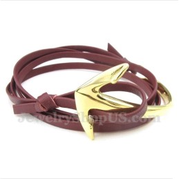 Pulsera De Ancla De Cuero Y Titanio Para Hombre