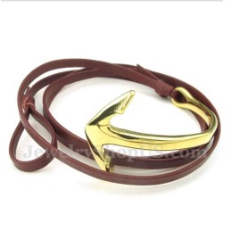 Pulsera De Ancla De Cuero Y Titanio Para Hombre