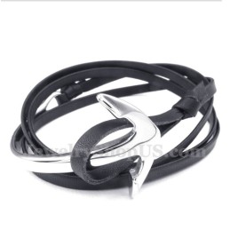 Pulsera De Ancla De Cuero Y Titanio Para Hombre