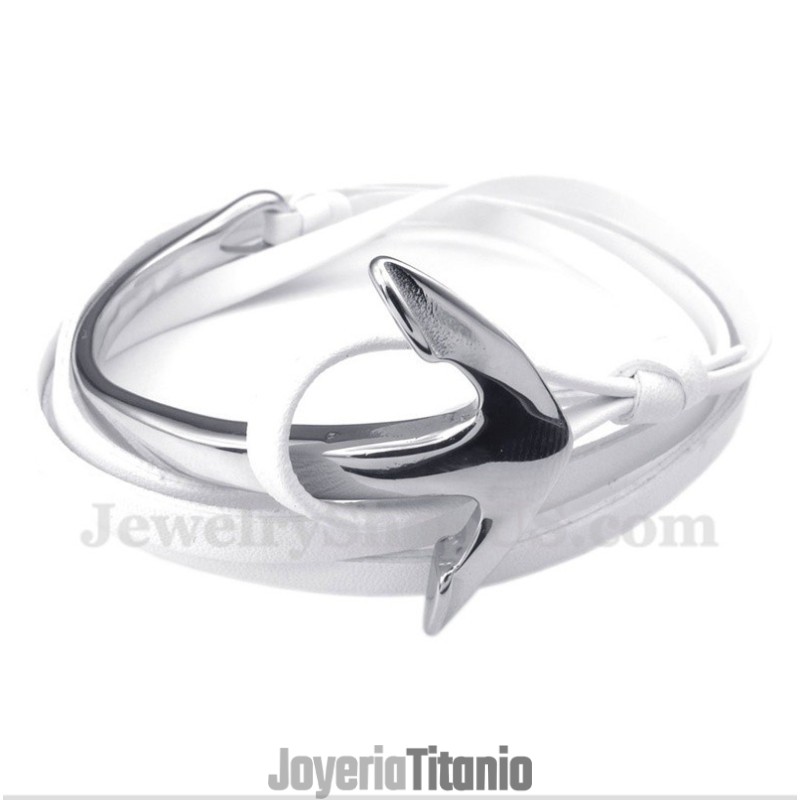 Pulsera De Ancla De Cuero Y Titanio Para Hombre Pulsera De Ancla De Cuero Y Titanio Para Hombre