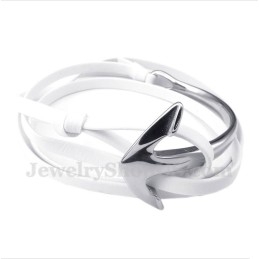 Pulsera De Ancla De Cuero Y Titanio Para Hombre
