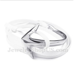 Pulsera De Ancla De Cuero Y Titanio Para Hombre