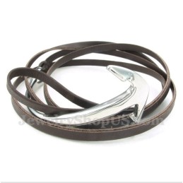 Pulsera De Ancla De Cuero Y Titanio Para Hombre