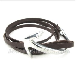 Pulsera De Ancla De Cuero Y Titanio Para Hombre