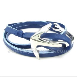 Pulsera De Ancla De Cuero Y Titanio Para Hombre