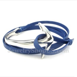 Pulsera De Ancla De Cuero Y Titanio Para Hombre