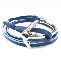 Pulsera De Ancla De Cuero Y Titanio Para Hombre
