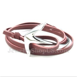 Pulsera De Ancla De Cuero Y Titanio Para Hombre