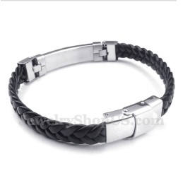 Pulsera De Cuero Y Titanio En Oro Rosa Para Hombre