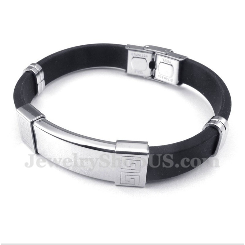 Pulsera De Caucho De Titanio Con Diseño De Meandro Griego Para Hombre Pulsera De Caucho De Titanio Con Diseño De Meandro Griego Para Hombre
