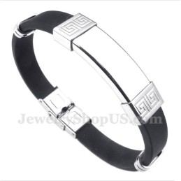 Pulsera De Caucho De Titanio Con Diseño De Meandro Griego Para Hombre