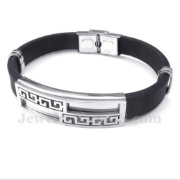 Pulsera De Caucho De Titanio Con Diseño De Meandro Griego Para Hombre