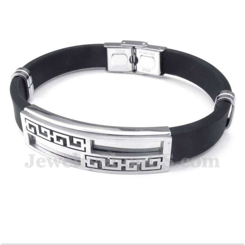Pulsera De Caucho De Titanio Con Diseño De Meandro Griego Para Hombre Pulsera De Caucho De Titanio Con Diseño De Meandro Griego Para Hombre