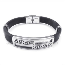 Pulsera De Caucho De Titanio Con Diseño De Meandro Griego Para Hombre