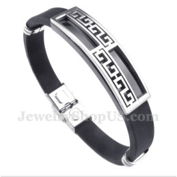 Pulsera De Caucho De Titanio Con Diseño De Meandro Griego Para Hombre