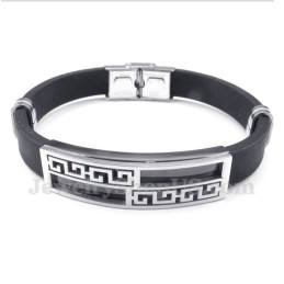 Pulsera De Caucho De Titanio Con Diseño De Meandro Griego Para Hombre