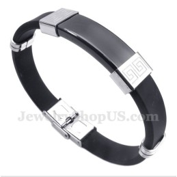 Pulsera De Caucho De Titanio Con Diseño De Meandro Griego Para Hombre