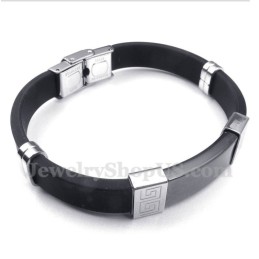 Pulsera De Caucho De Titanio Con Diseño De Meandro Griego Para Hombre