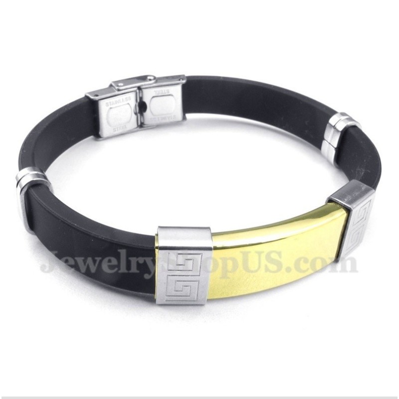 Pulsera De Caucho De Titanio Con Diseño De Meandro Griego Para Hombre Pulsera De Caucho De Titanio Con Diseño De Meandro Griego Para Hombre