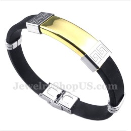 Pulsera De Caucho De Titanio Con Diseño De Meandro Griego Para Hombre