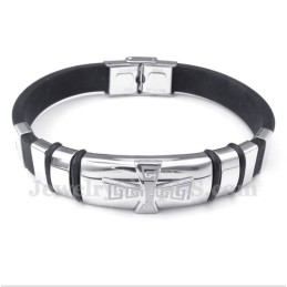 Pulsera De Caucho De Titanio Con Diseño De Meandro Griego Para Hombre