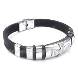 Pulsera De Caucho De Titanio Con Diseño De Meandro Griego Para Hombre