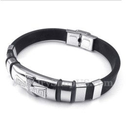 Pulsera De Caucho De Titanio Con Diseño De Meandro Griego Para Hombre