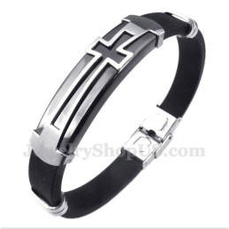 Pulsera Cruzada De Caucho Y Titanio Para Hombre