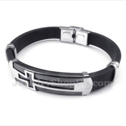 Pulsera Cruzada De Caucho Y Titanio Para Hombre