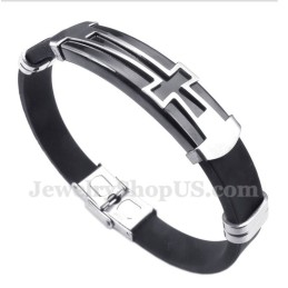 Pulsera Cruzada De Caucho Y Titanio Para Hombre