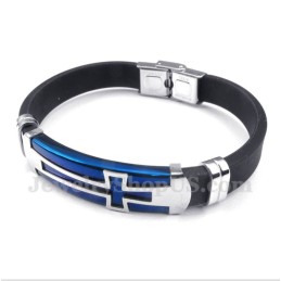 Pulsera Cruzada De Caucho Y Titanio Para Hombre