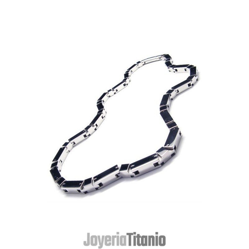 Collar Cuboide De Titanio Y Plata De 20,5 Pulgadas Collar Cuboide De Titanio Y Plata De 20,5 Pulgadas