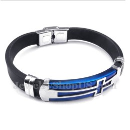 Pulsera Cruzada De Caucho Y Titanio Para Hombre