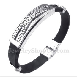 Pulsera De Caucho De Titanio Con Diseño De Meandro Griego Para Hombre