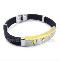 Pulsera De Caucho De Titanio Y Oro Para Hombre