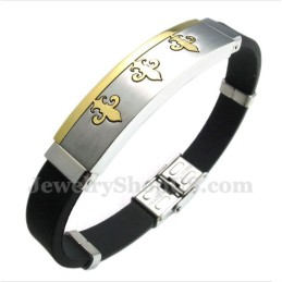 Pulsera De Caucho De Titanio Y Oro Para Hombre