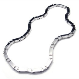 Collar Cuboide De Titanio Y Plata De 20,5 Pulgadas