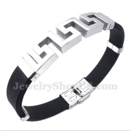 Pulsera De Caucho De Titanio Con Diseño De Meandro Griego Para Hombre