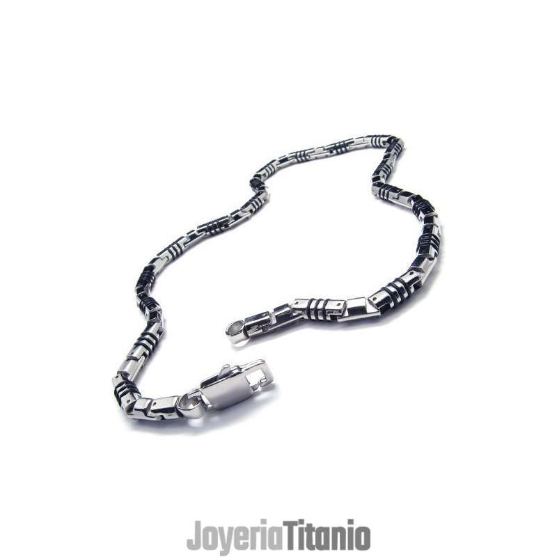 Collar Cuboide De Titanio Y Plata De 19,9 Pulgadas Collar Cuboide De Titanio Y Plata De 19,9 Pulgadas